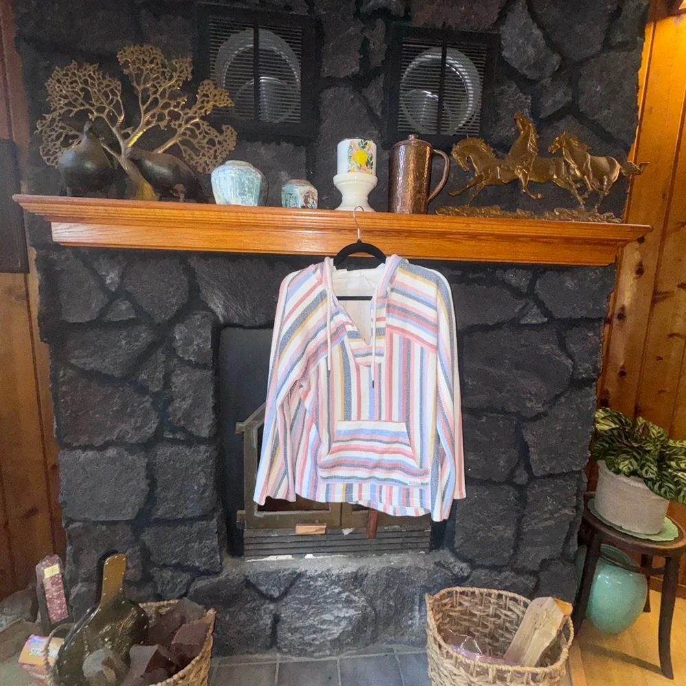 Roxy Size Medium Multicolor Striped Women's Hoodie sweatshirt pullover - Picture 11 of 11